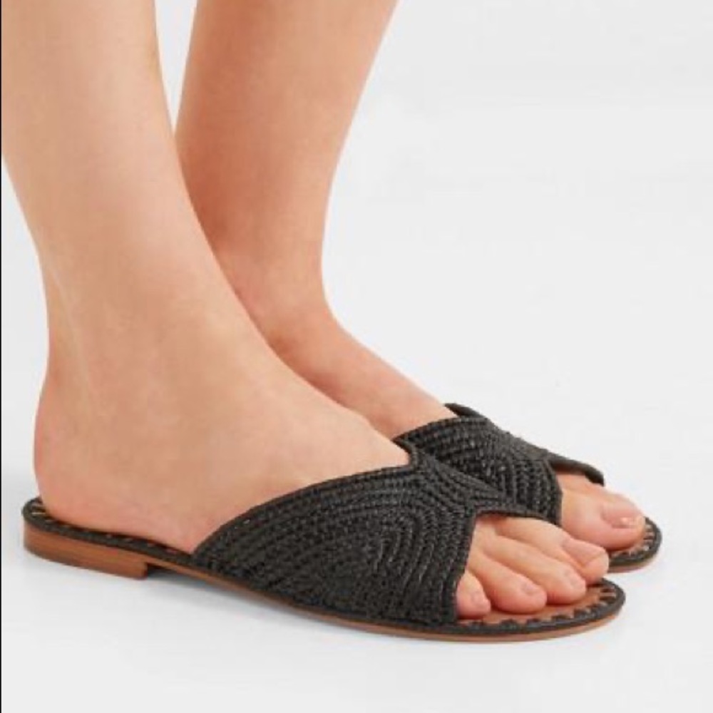 Carrie Forbes Salon Raffia Sandals in Black
